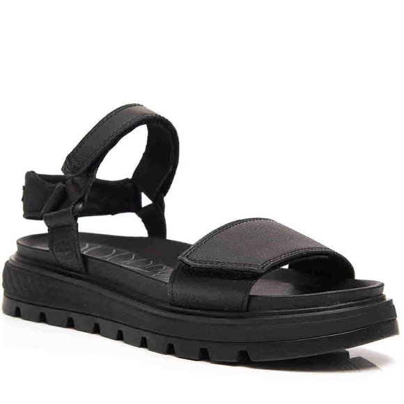 Timberland Black Leather Ray City Ankle Strap Sandals Shoes Flats Multi Size NEW - Picture 1 of 9